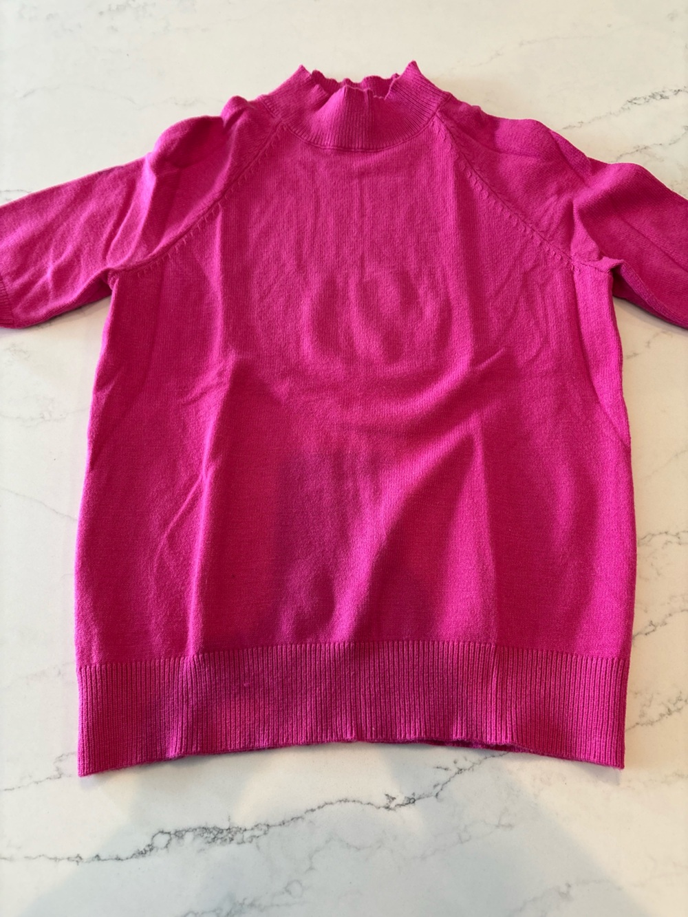Ann Taylor Magenta Puff Sleeve Turtleneck Sweater - Picture 2 of 4